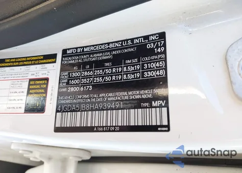 2017 Mercedes-Benz Gle 350 z USA, uszkodzony, nr VIN 4JGDA5JB8HA939491